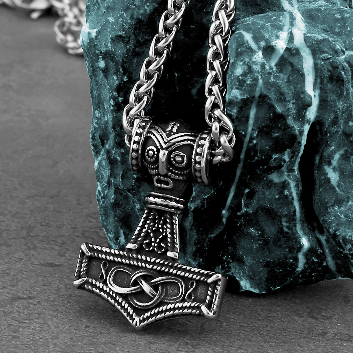 Battle Rope Anchor - Collier Viking Injecteur Mjolnir pour Homme,